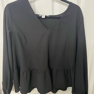 Nine West Black V-Neck Blouse